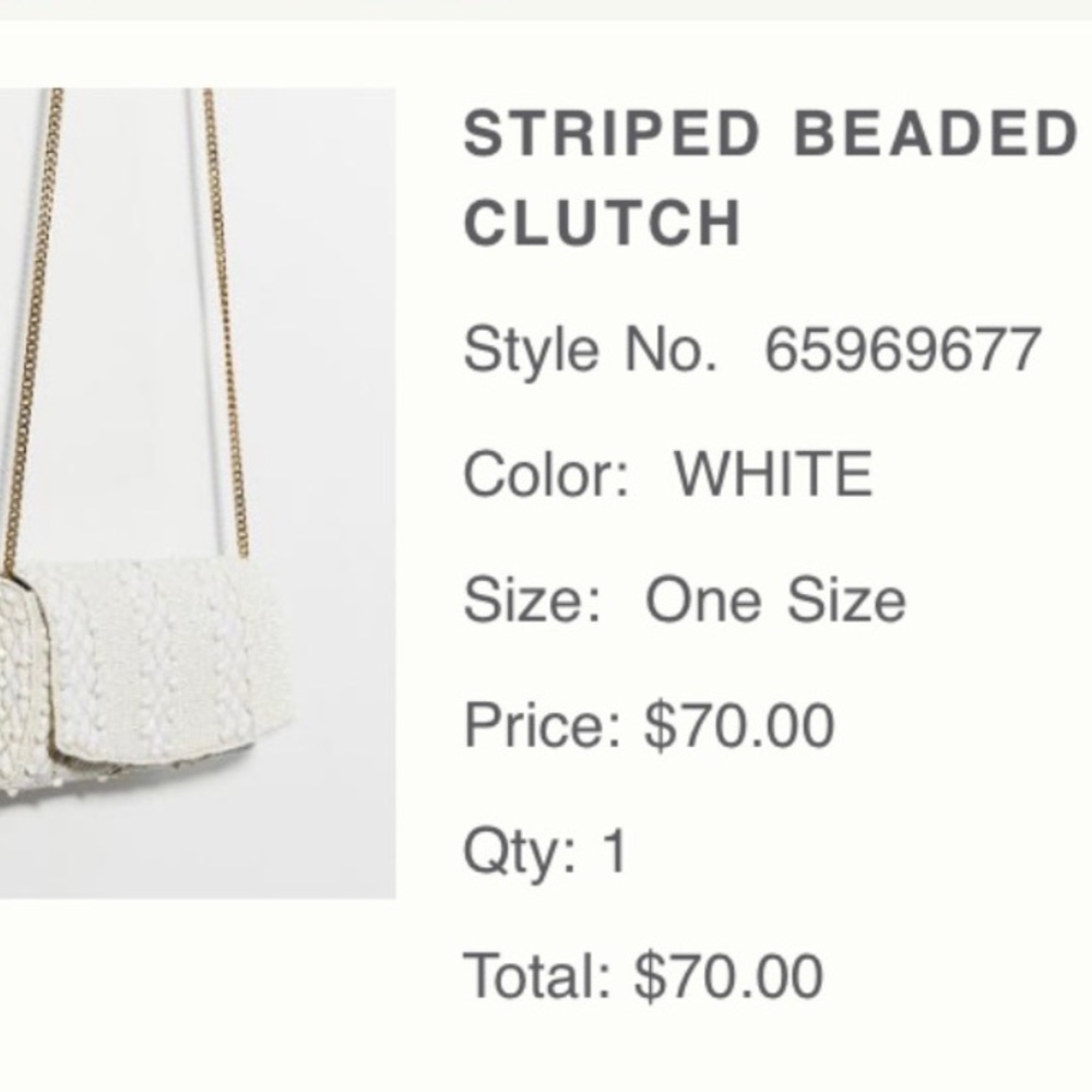 Anthropologie White Beaded Clutch